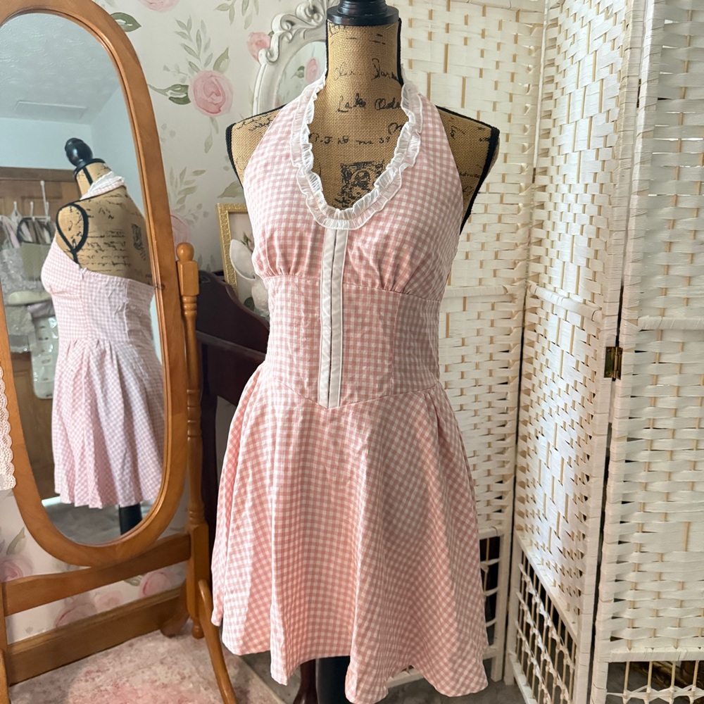 Pink Gingham Corset Dress